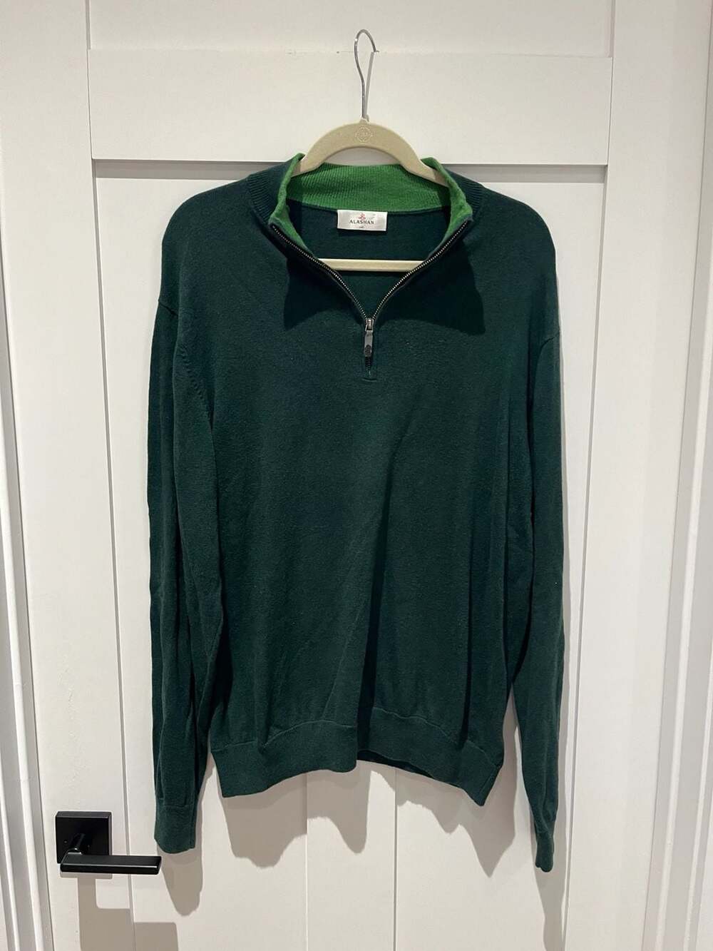 Alashan Cashmere Blend Quarter-Zip Sweater in Forest Green